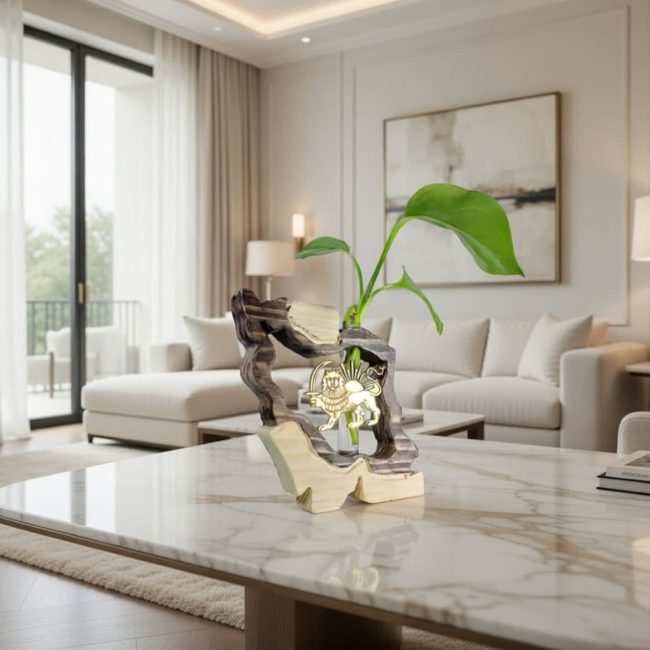 گلدان لوله آزمایش طرح شیر و خورشید نشان